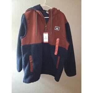 Hurley Men's Size XL Long Sleeve Half Zip Sherpa Anorak Hoodie Obsidian